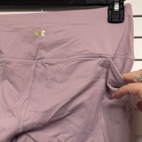 Under Armour Women’s Leggings Mauve Pink Cropped 26 inch Athleisure Fitted Sz L - Picture 5 of 8